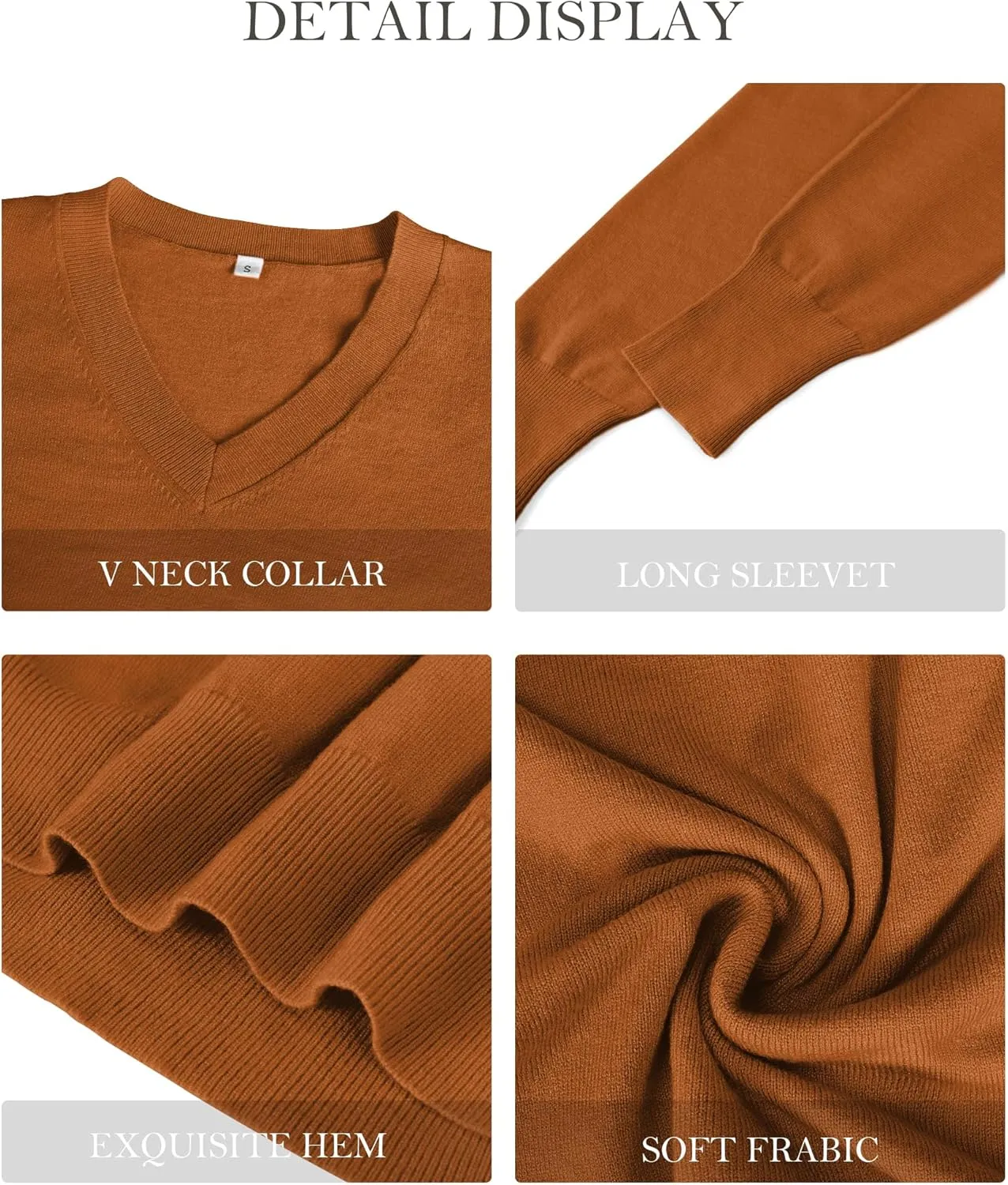 2025 Women's Sweaters Knitted Ribbed Casual Thin Long Sleeve Pullover V Neck Lightweight Sweatshirts Cute Blouse Tops