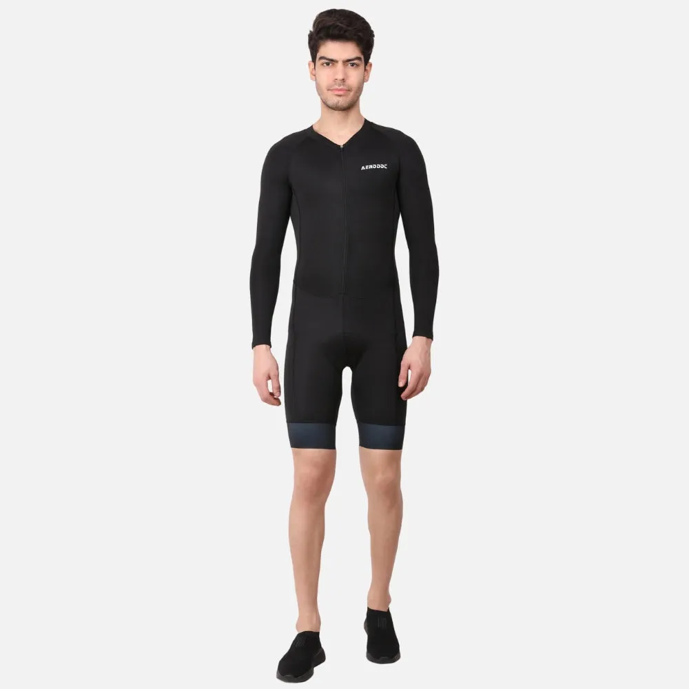 Aerodoc Black Men Triathlon Tri Suit Gel Padded Compression Running Swimming Cycling Skinsuit