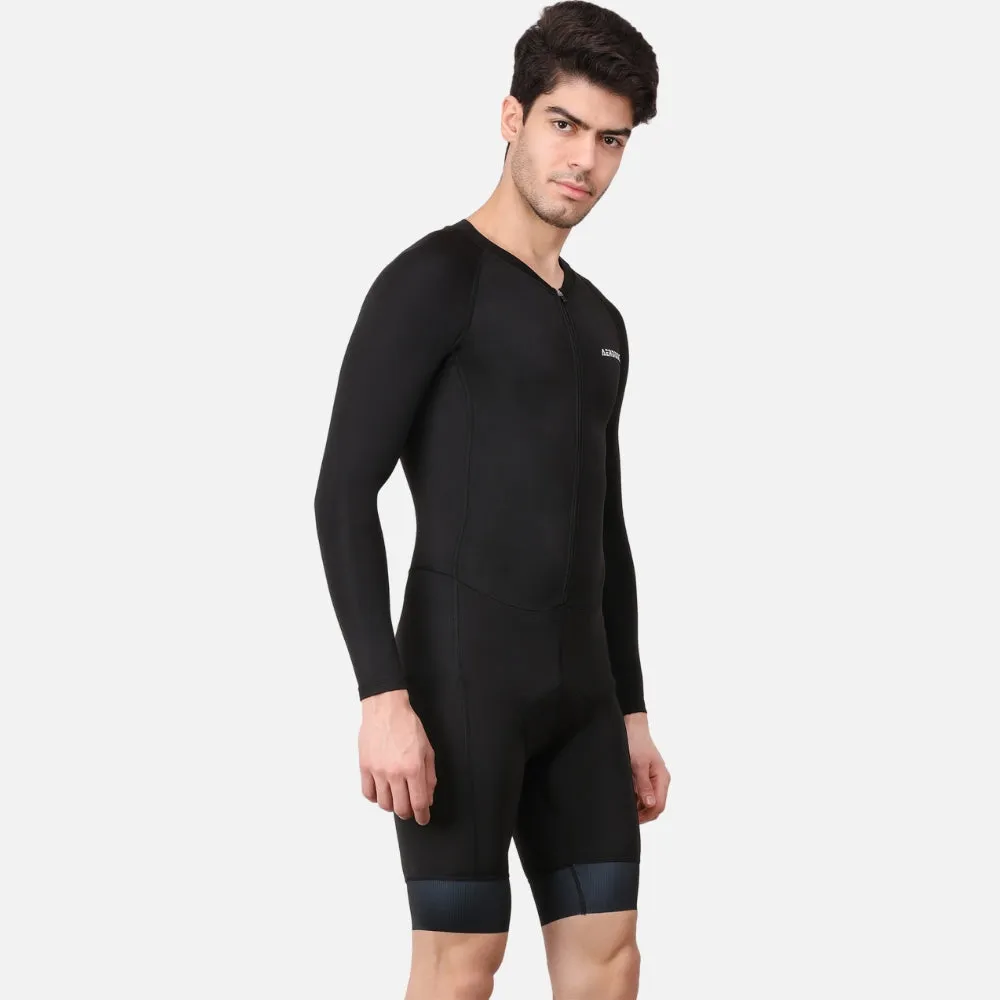 Aerodoc Black Men Triathlon Tri Suit Gel Padded Compression Running Swimming Cycling Skinsuit