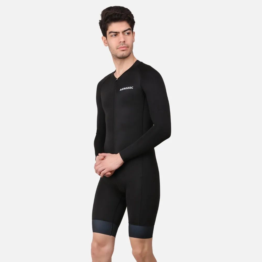 Aerodoc Black Men Triathlon Tri Suit Gel Padded Compression Running Swimming Cycling Skinsuit