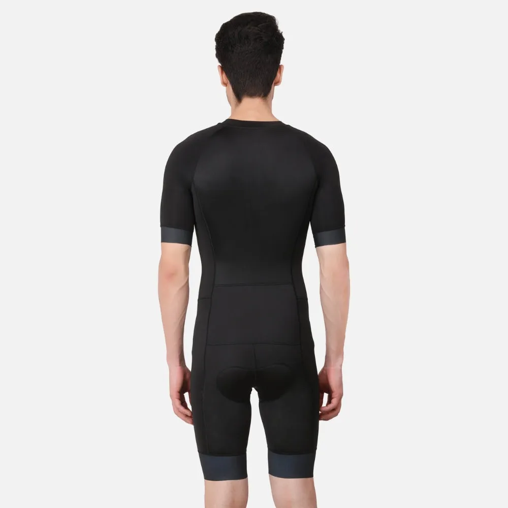 Aerodoc Black Men Triathlon Tri Suit Gel Padded Compression Running Swimming Cycling Skinsuit