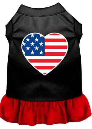 American Flag Heart Screen Print Dress Black With Red Xl