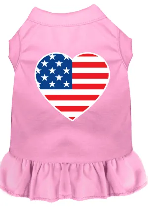 American Flag Heart Screen Print Dress Light Pink Xl