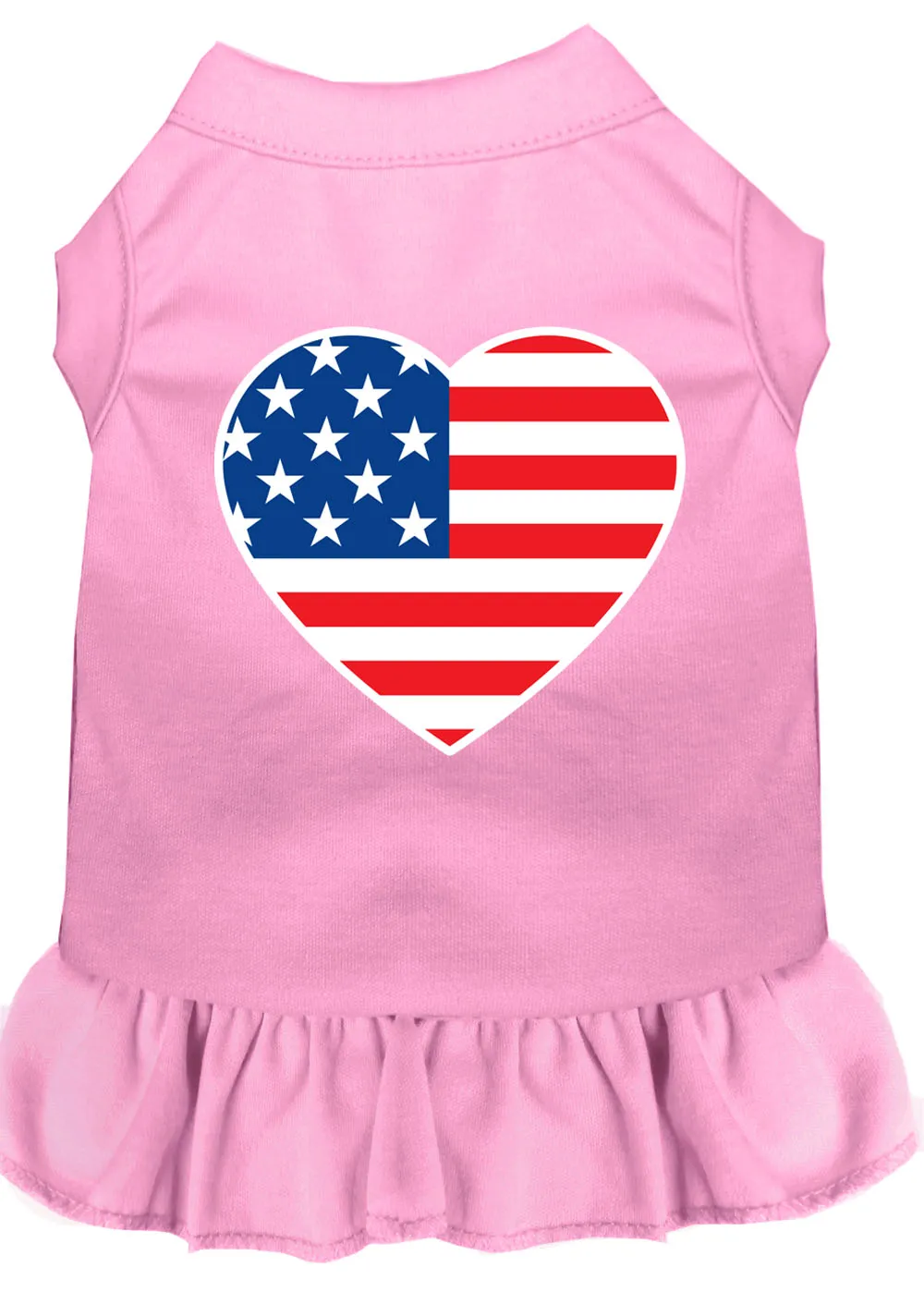American Flag Heart Screen Print Dress Light Pink Xl