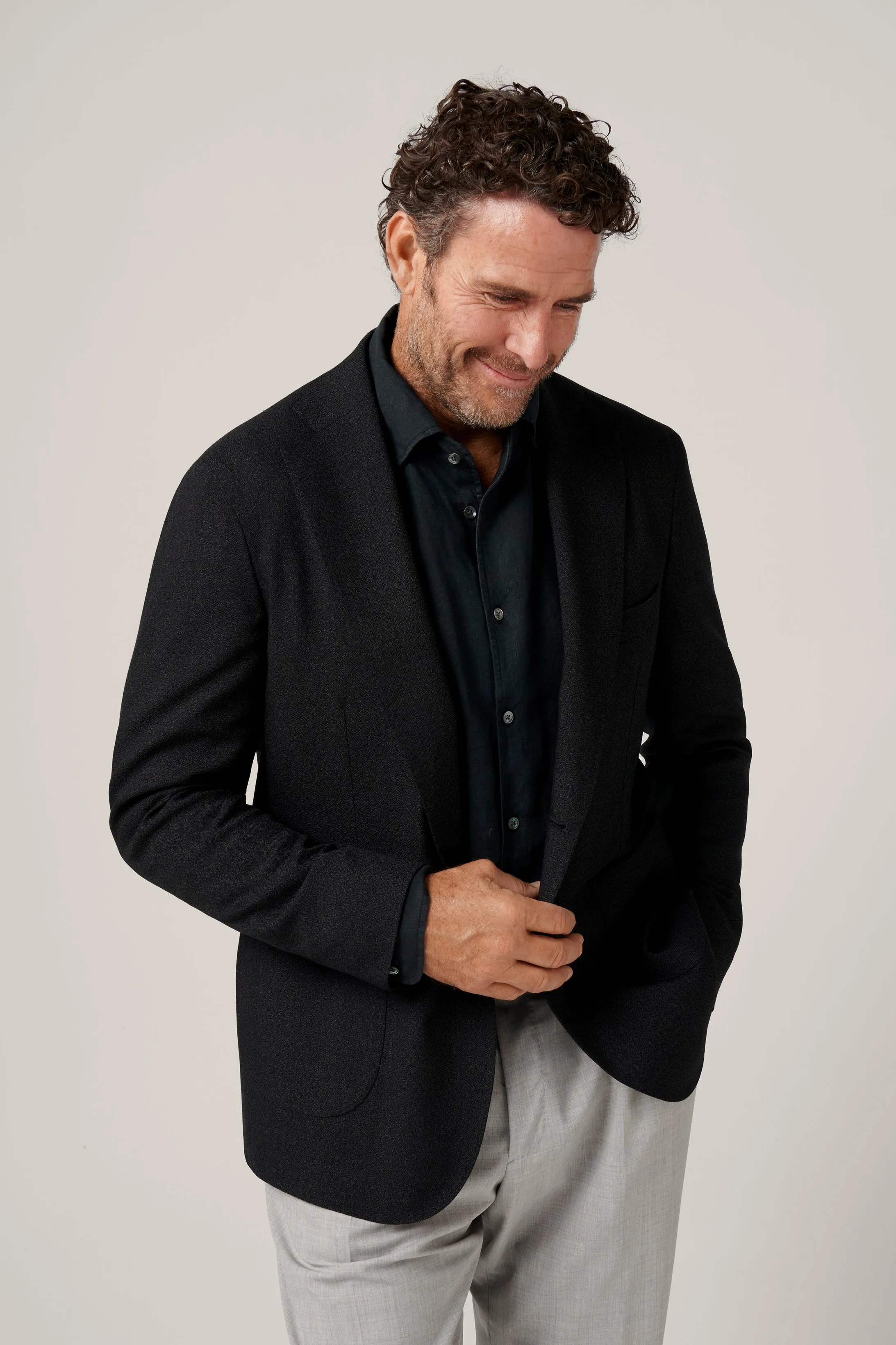Apollo Unconstructed Hopsack Blazer - Charcoal