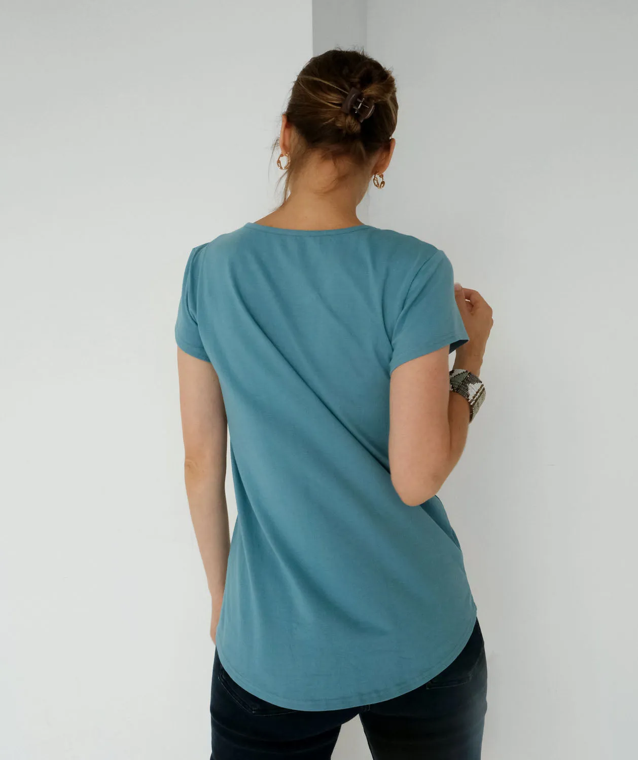 ASHA pocket tee in Sky Blue