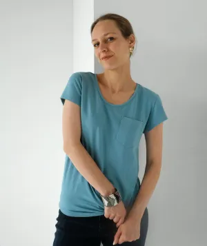 ASHA pocket tee in Sky Blue