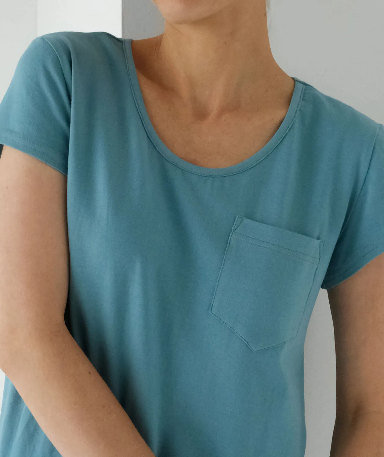 ASHA pocket tee in Sky Blue