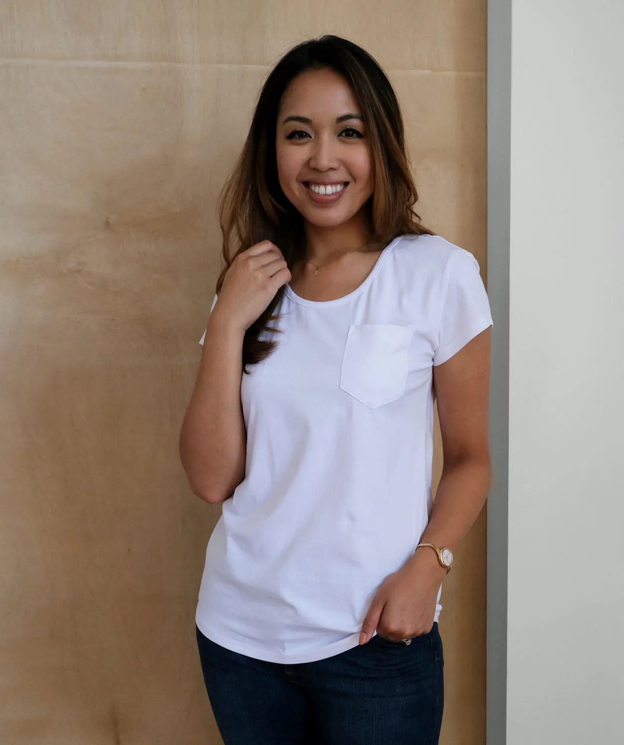 ASHA pocket tee in White