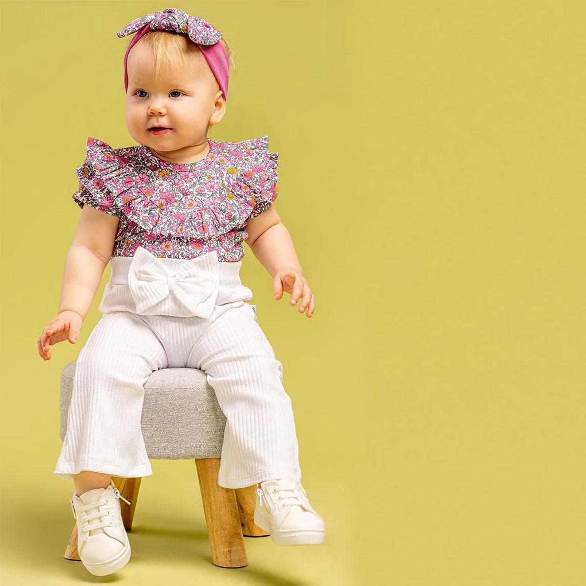 Bamar Nicol Ribbed flared trousers for girls cream LEA