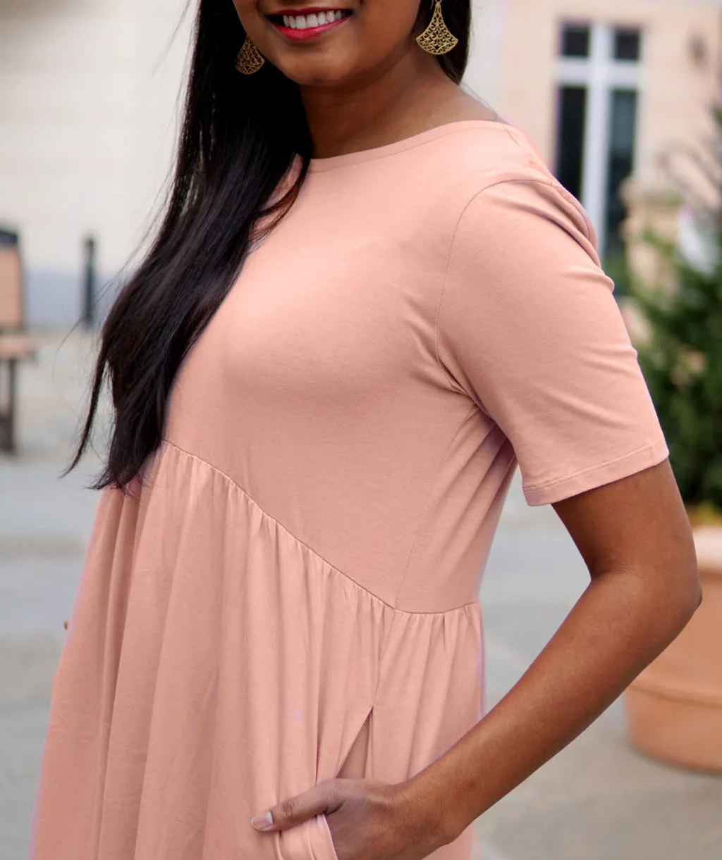 BELLA tiered dress in New Peach