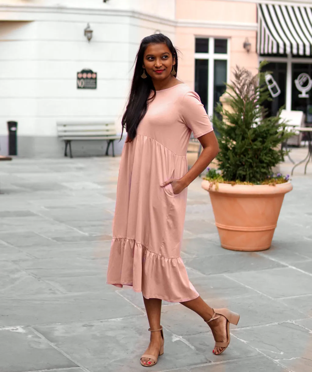 BELLA tiered dress in New Peach