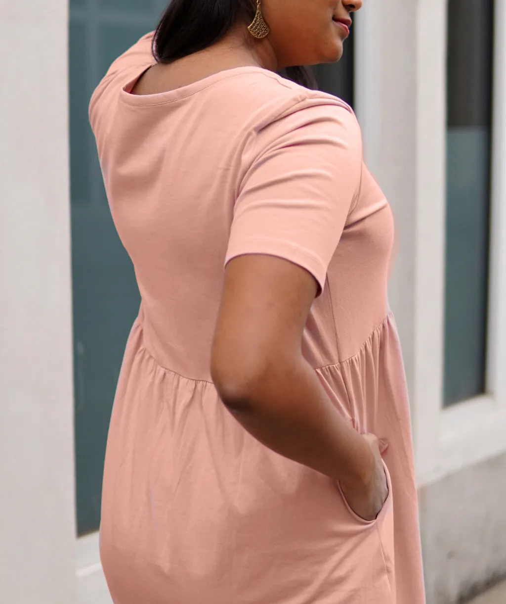 BELLA tiered dress in New Peach