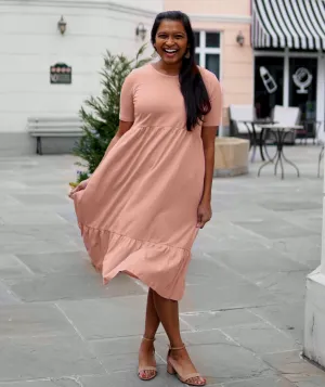 BELLA tiered dress in New Peach