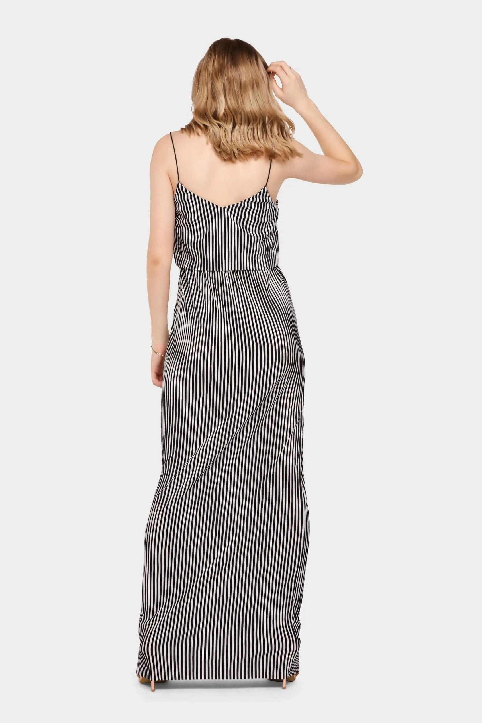 Black Stripe Double Layer Maxi Dress
