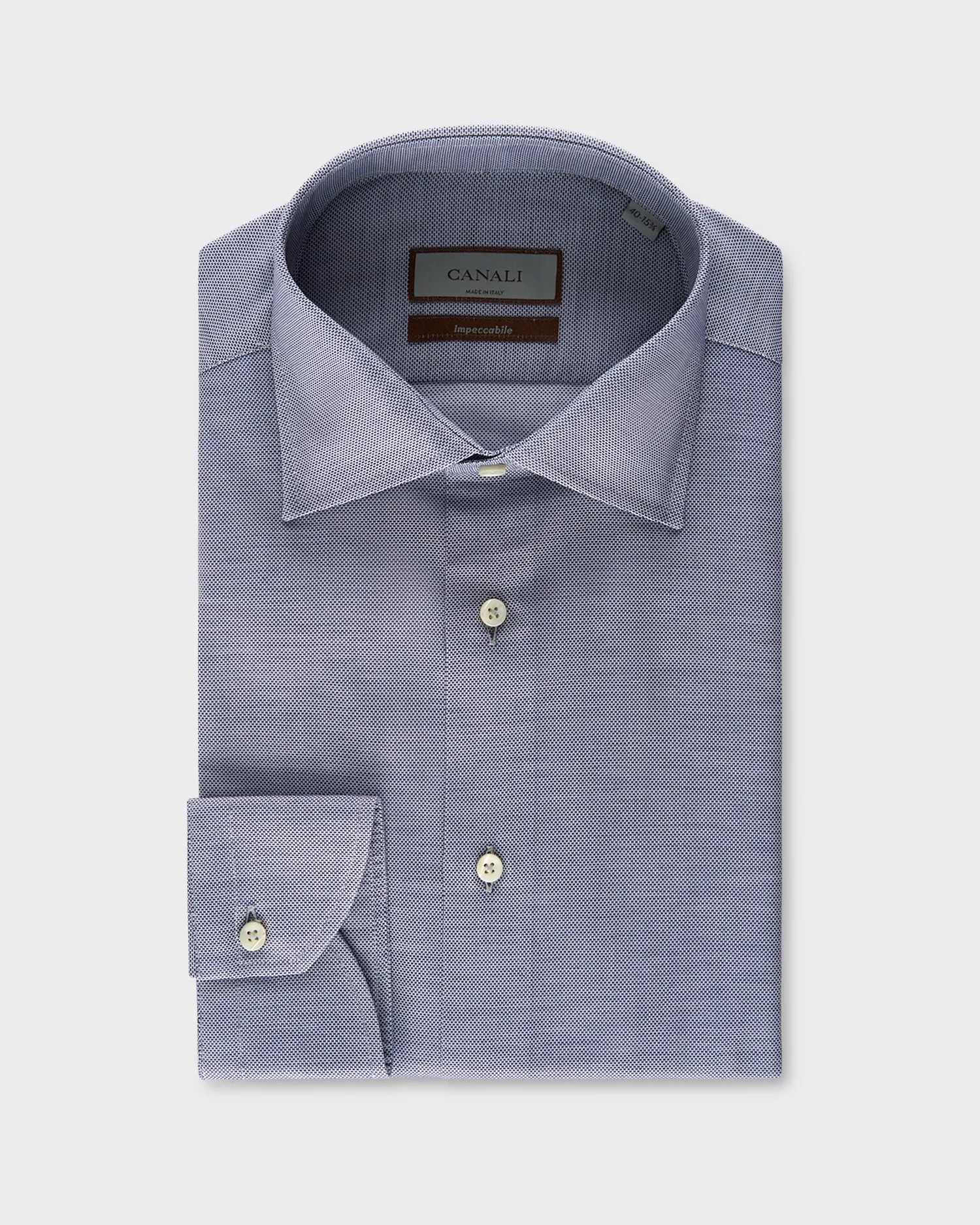 Blue Micropattern Impeccabile Cotton Shirt