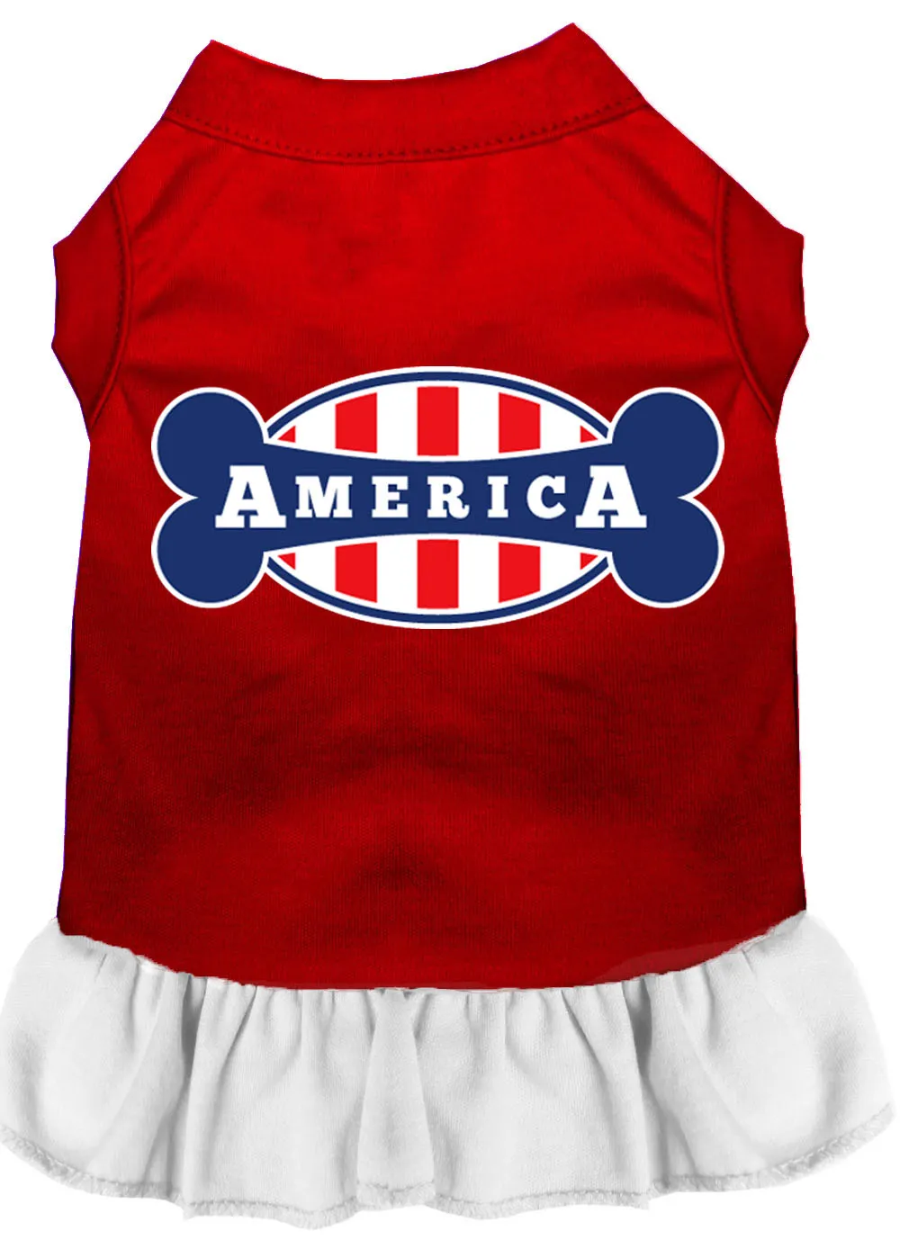 Bonely In America Screen Print Dress Red With White Med