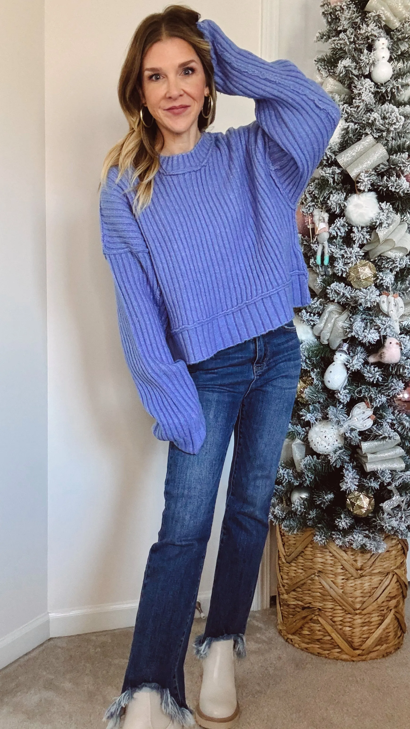 Boyfriend Knit Sweater - Blue