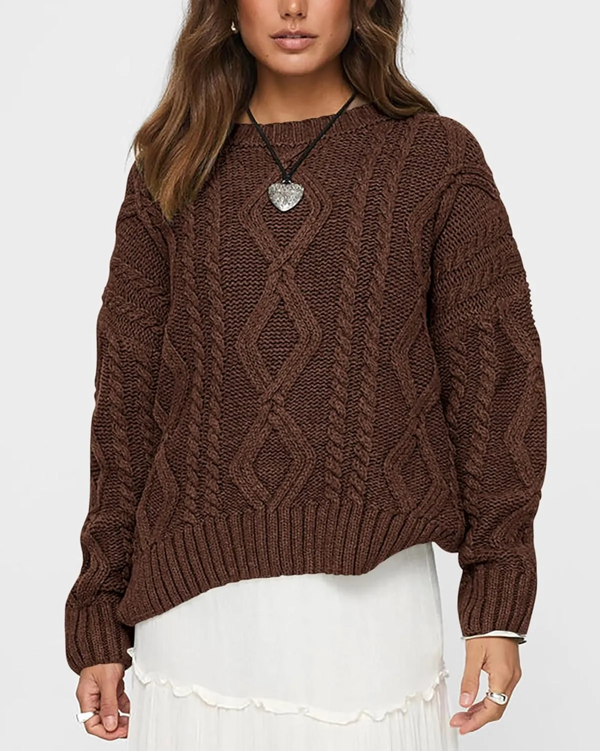 BTFBM Casual Women Long Sleeve Sweater 2025 Fall Ribbed Knit Pullover Loose Crewneck Cable Sweater Jumper Tops