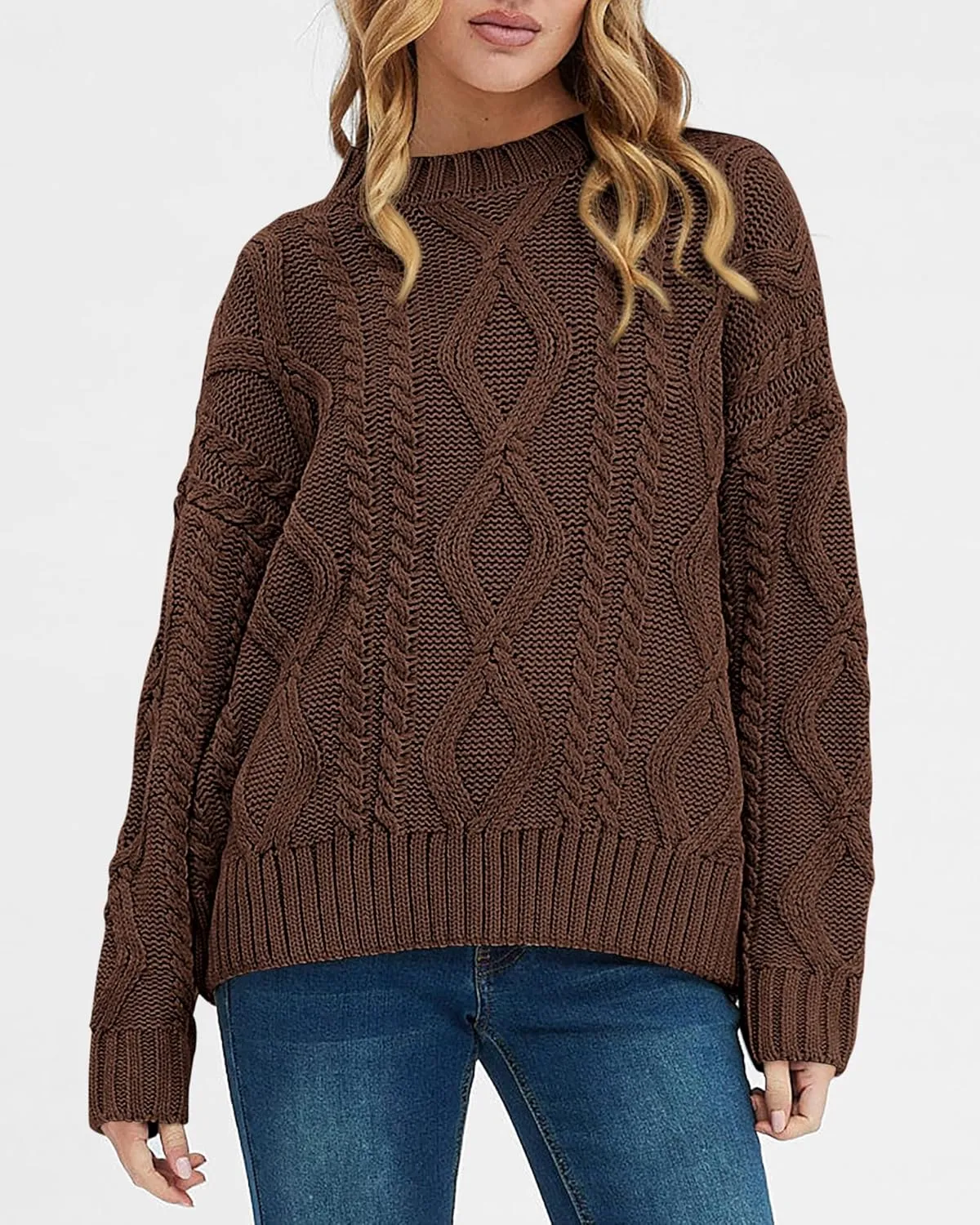 BTFBM Casual Women Long Sleeve Sweater 2025 Fall Ribbed Knit Pullover Loose Crewneck Cable Sweater Jumper Tops