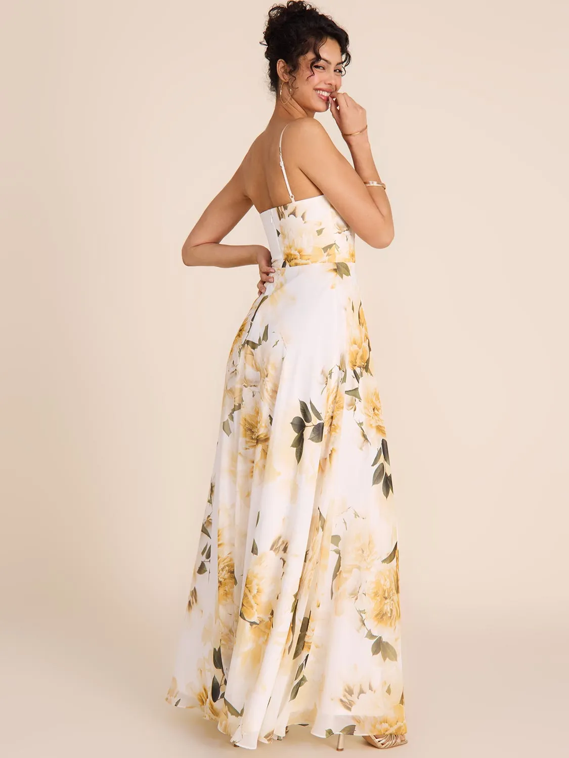Bustier Floral Chiffon Gown