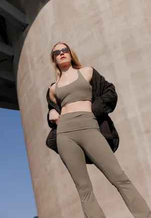 Butter Soft Flare Tights All day - smoke olive