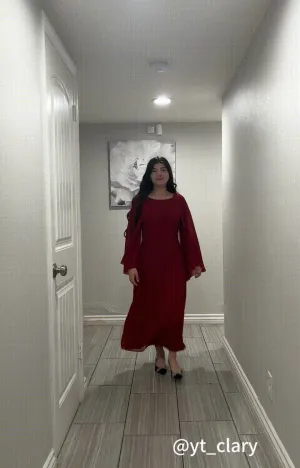Cape Sleeves Split Back Zipper Chiffon Evening Dress