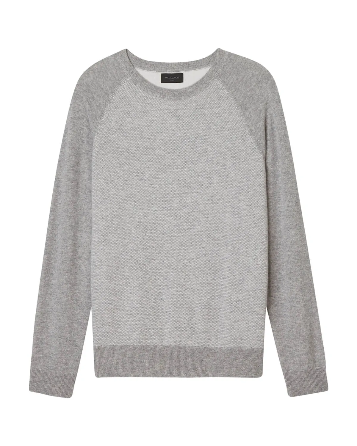 Cashmere Birdseye Jacquard Crew Neck Sweater