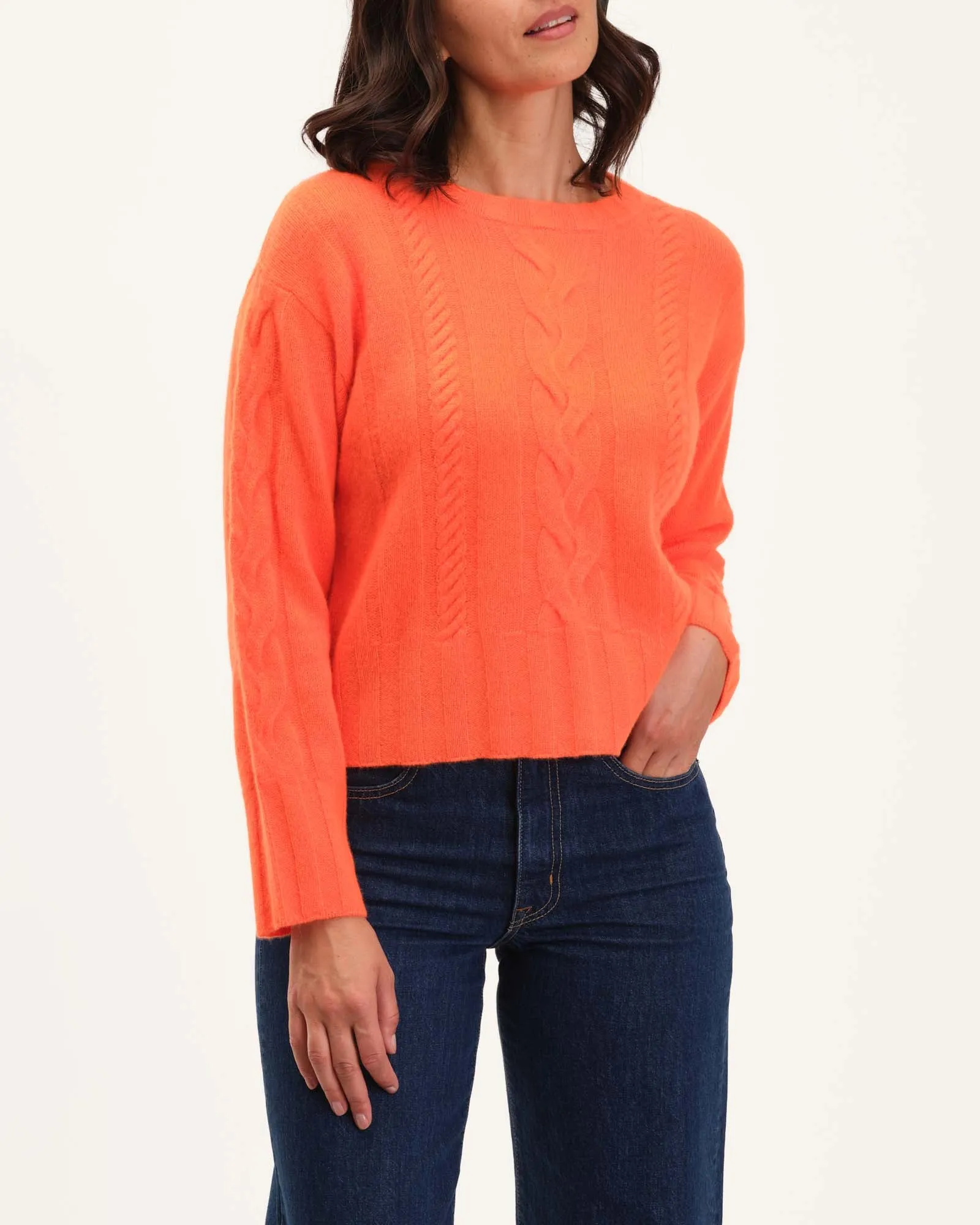 Cashmere Cable Crew Neck Sweater