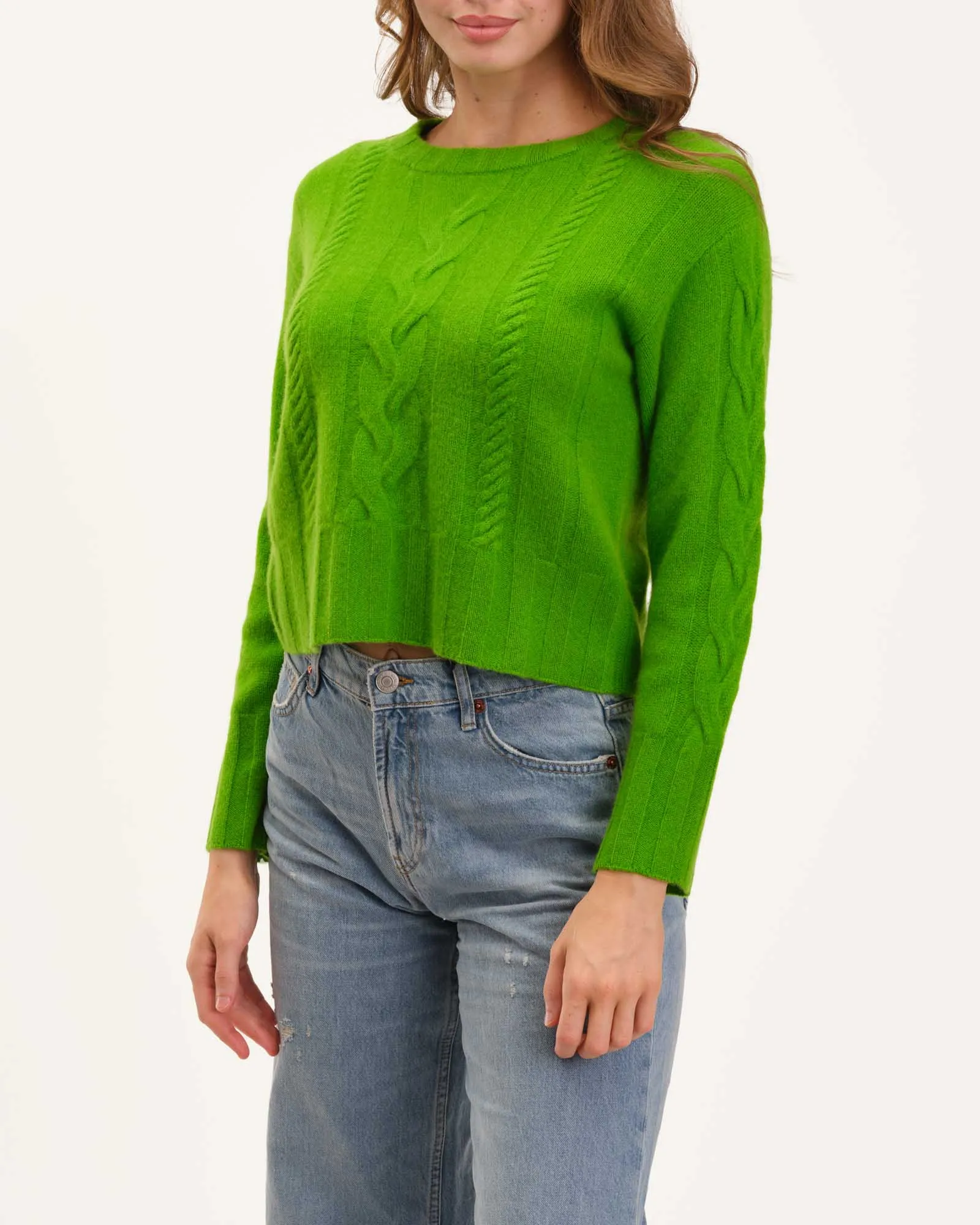 Cashmere Cable Crew Neck Sweater
