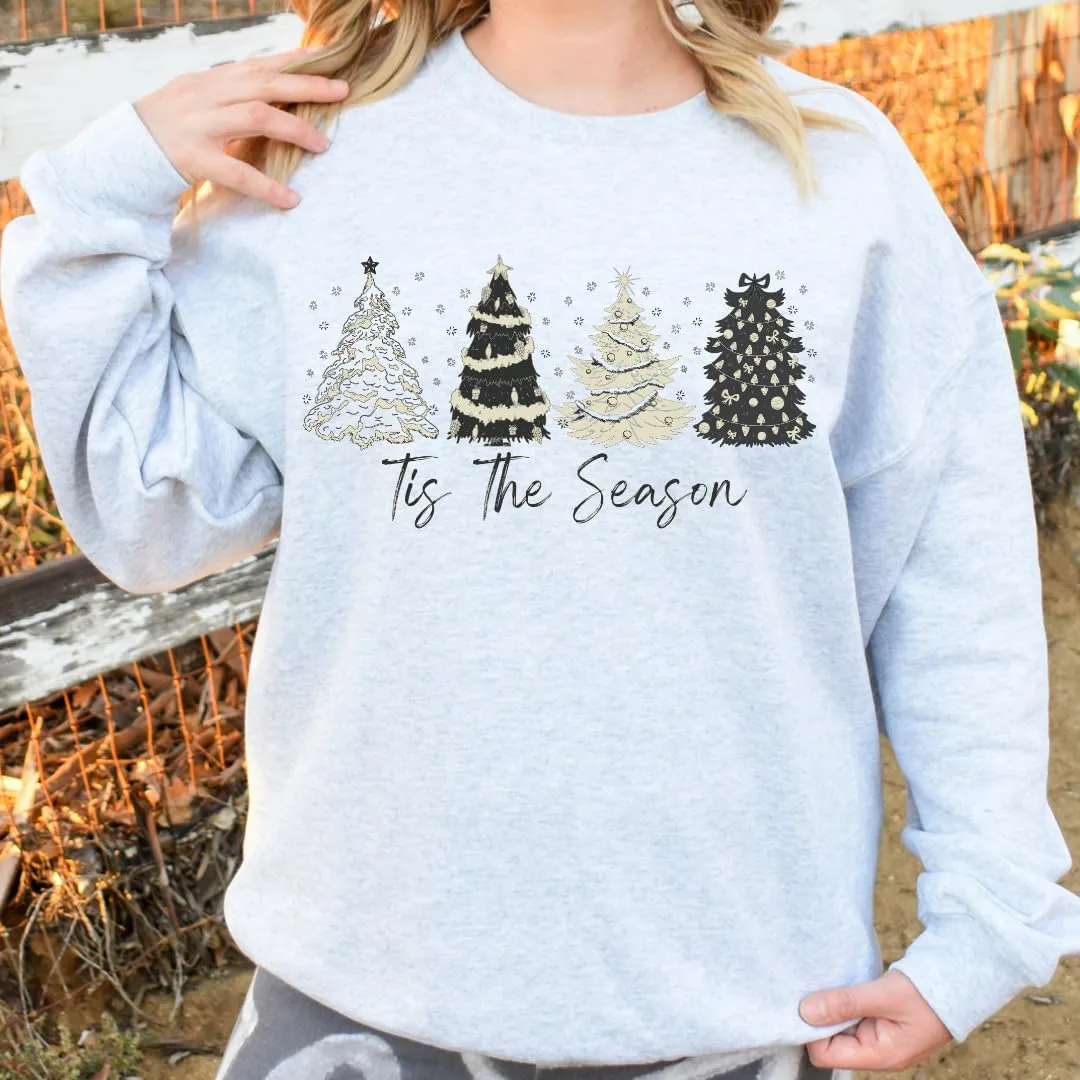 Christmas Pine Tree Sweatshirt, Christmas Sweaters For Women, Merry And Bright Xmas Sweater