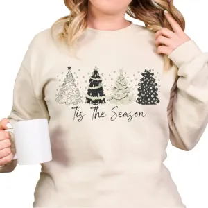 Christmas Pine Tree Sweatshirt, Christmas Sweaters For Women, Merry And Bright Xmas Sweater