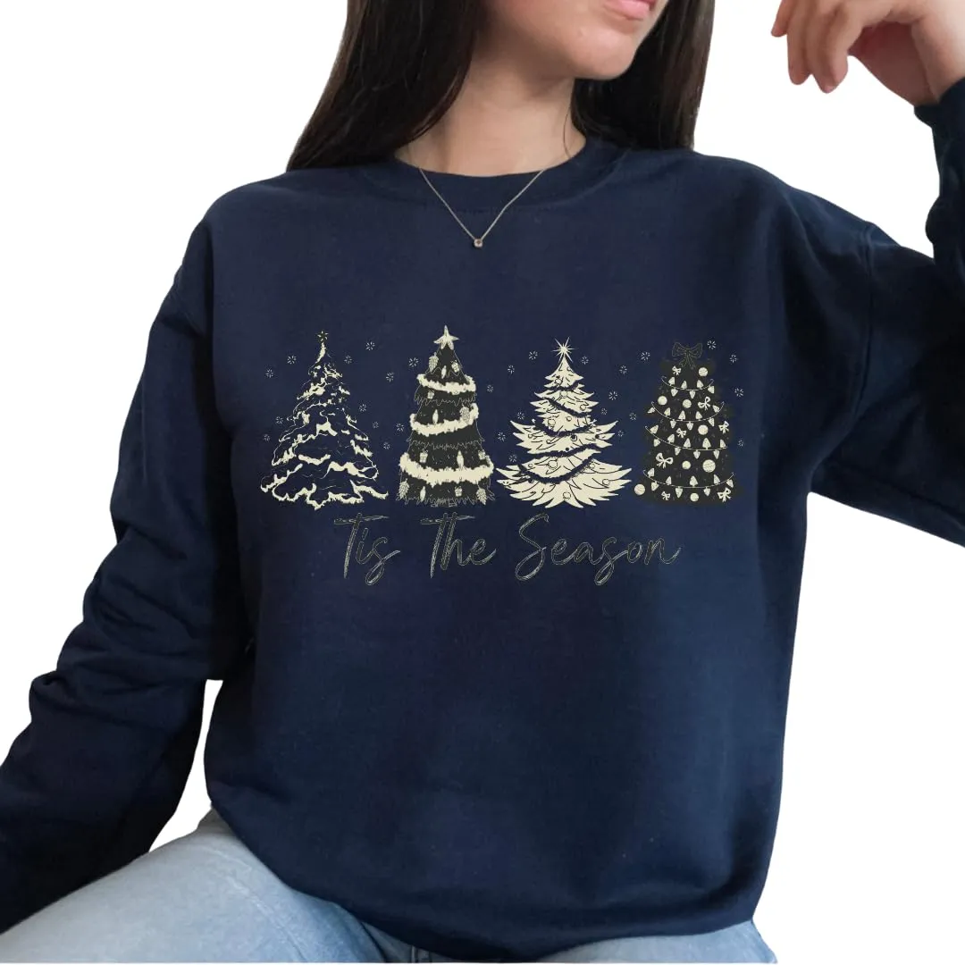 Christmas Pine Tree Sweatshirt, Christmas Sweaters For Women, Merry And Bright Xmas Sweater