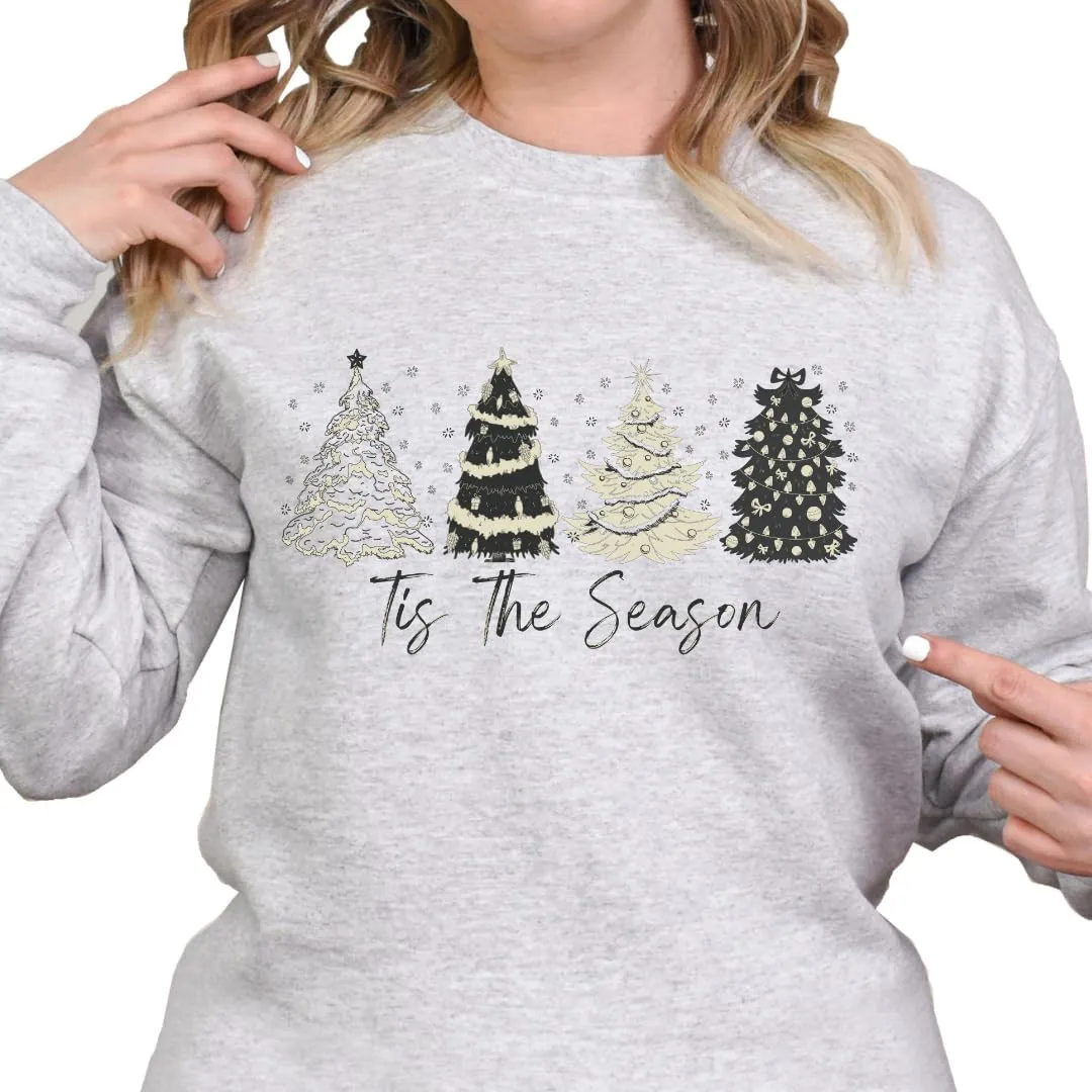 Christmas Pine Tree Sweatshirt, Christmas Sweaters For Women, Merry And Bright Xmas Sweater