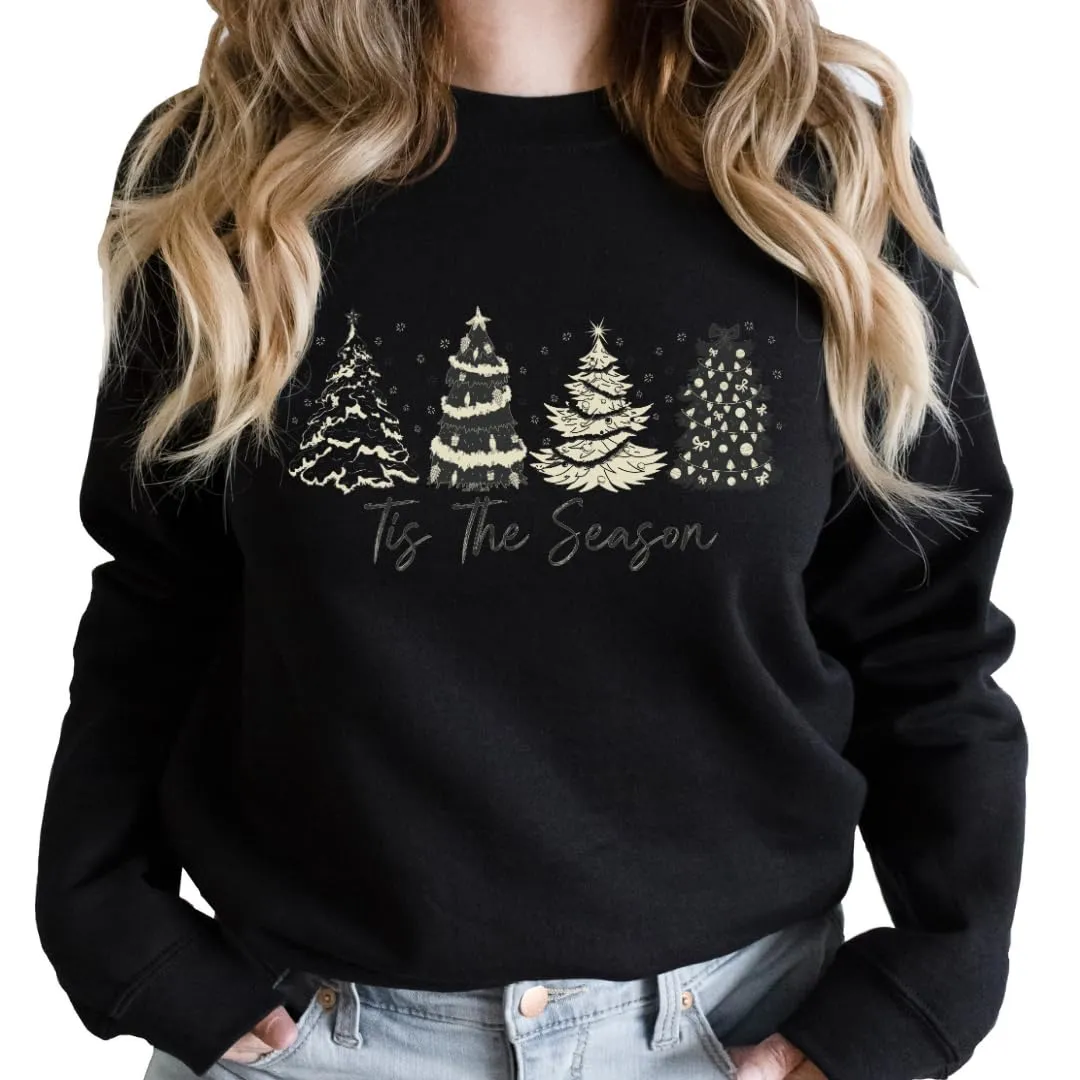 Christmas Pine Tree Sweatshirt, Christmas Sweaters For Women, Merry And Bright Xmas Sweater