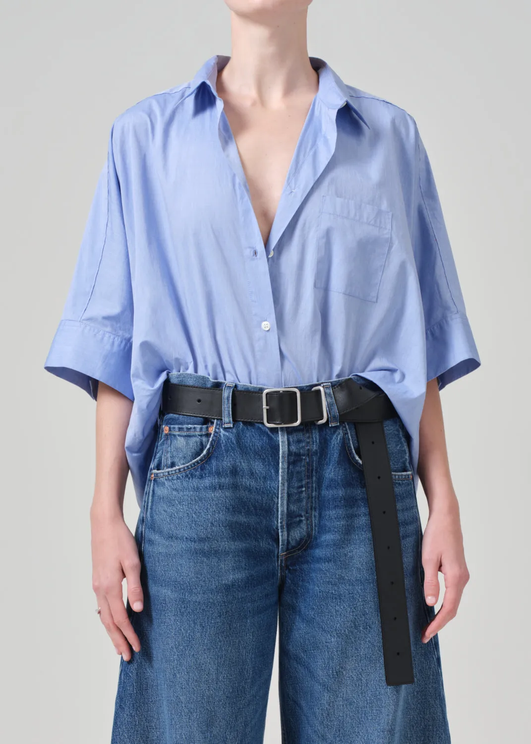 Claire Origami Shirt in Blue End On End
