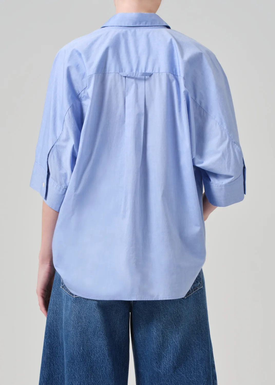 Claire Origami Shirt in Blue End On End