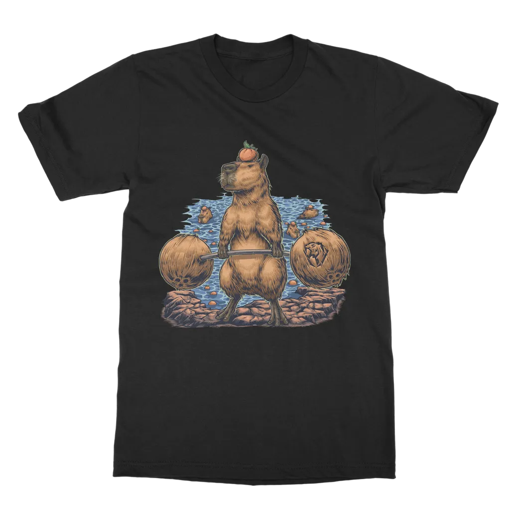 Deadlifting Capybara T-shirt (UK)