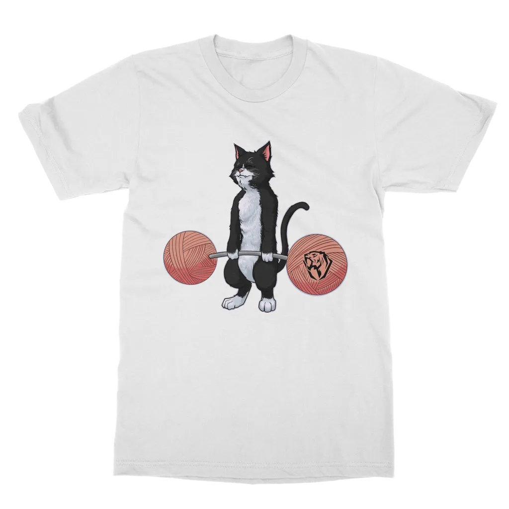 Deadlifting Tuxedo Cat T-shirt (UK)