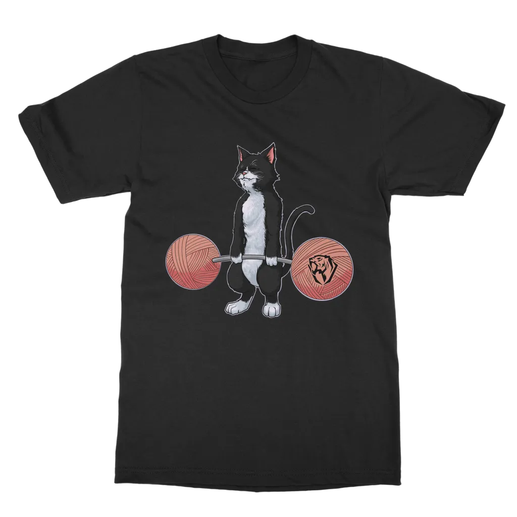 Deadlifting Tuxedo Cat T-shirt (UK)