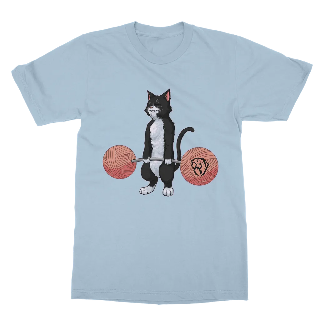 Deadlifting Tuxedo Cat T-shirt (UK)