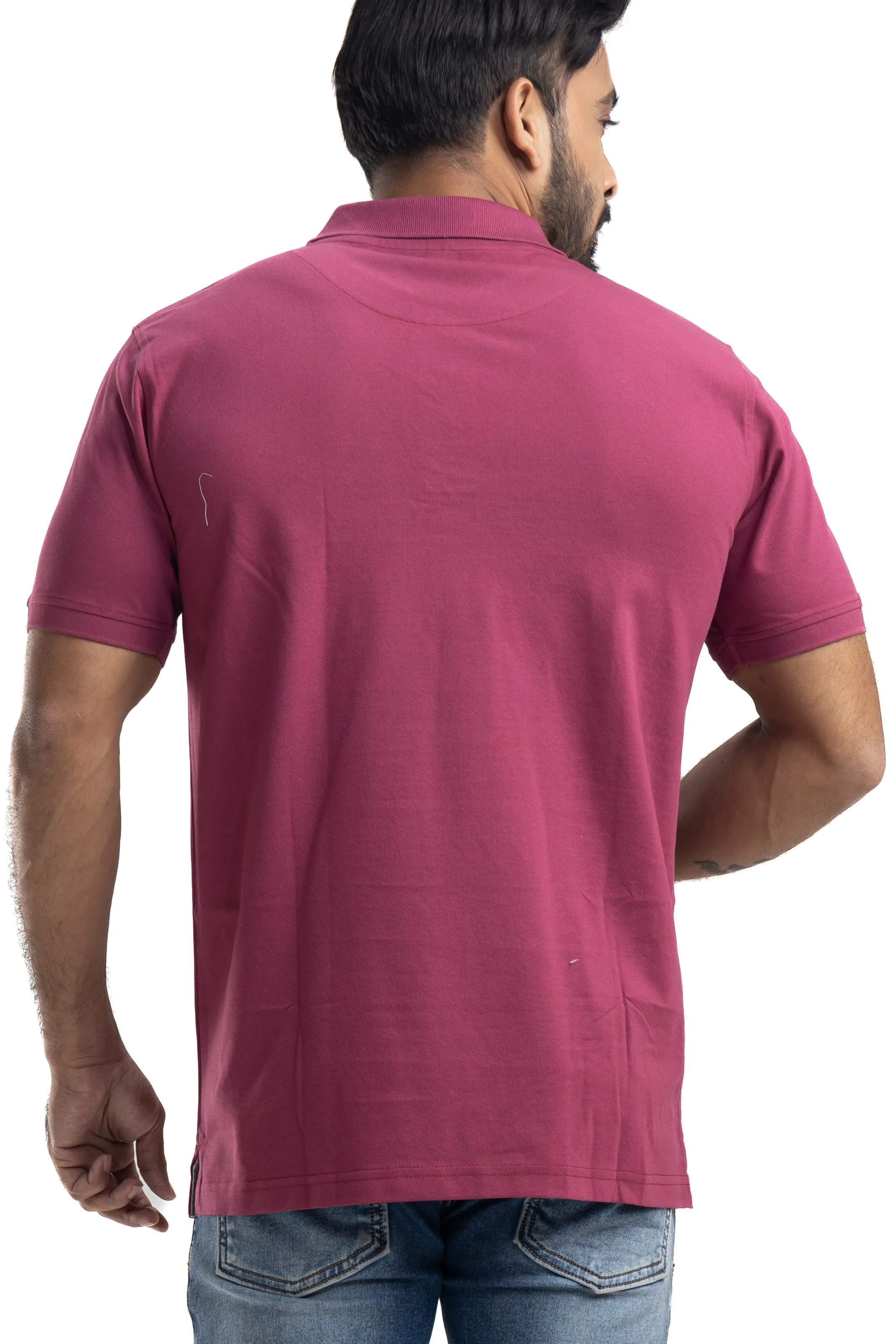 Distinct Solid Sangria Half Sleeves Cotton Polo T-Shirt