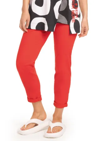 Doris Streich 807 196 32 Red Stretch Cotton Pull-On Turn Up Trousers