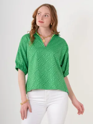 Emily Mccarthy Poppy Top in Fairway Green Monogram