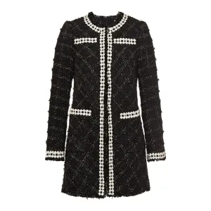Eyelash Tweed Jacket - Black   White