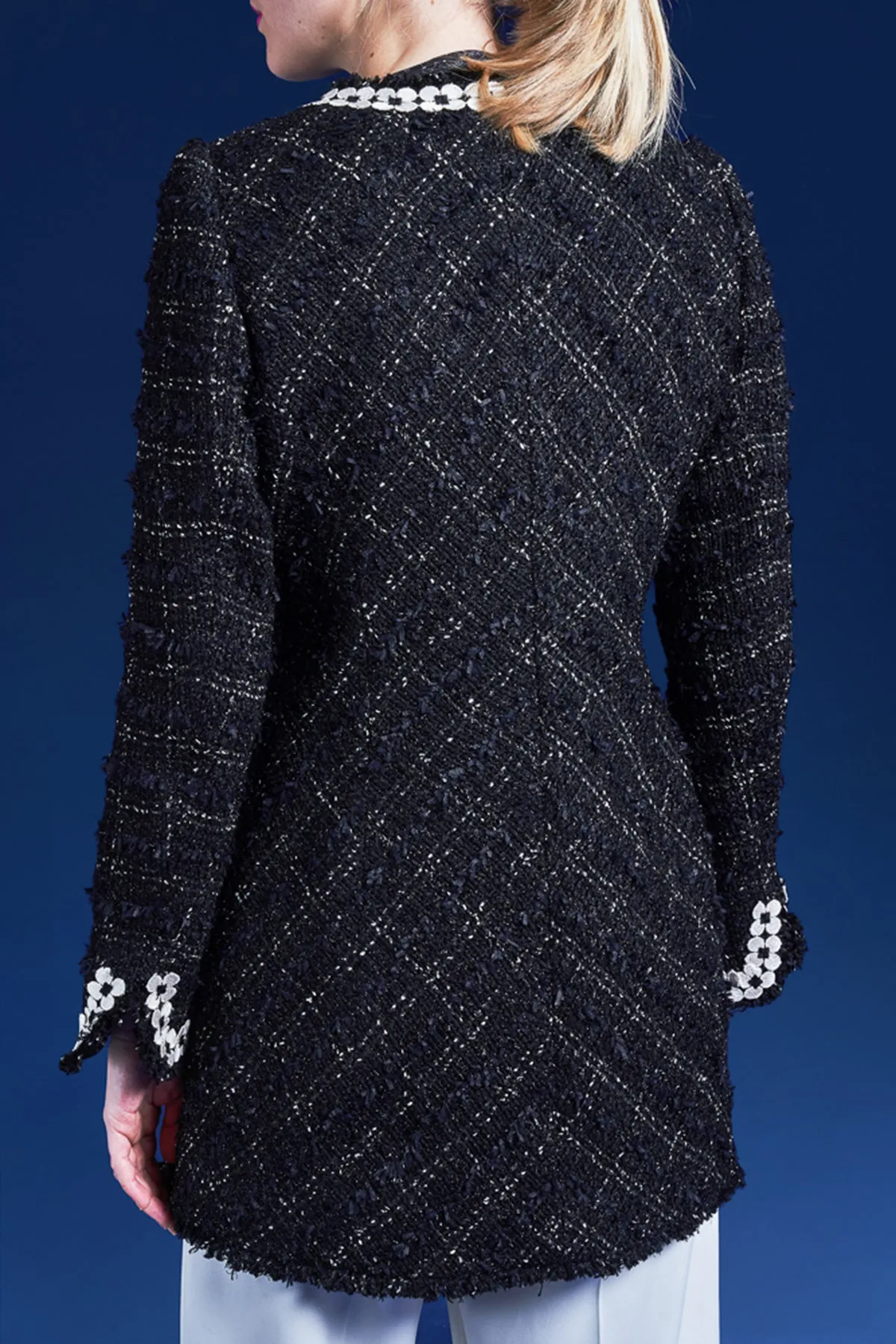 Eyelash Tweed Jacket - Black   White