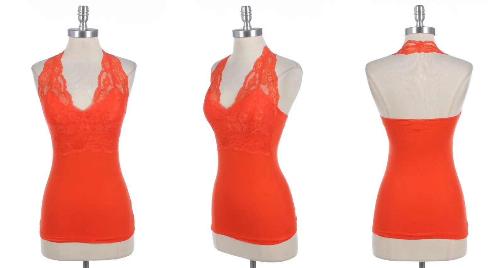Floral Lace Backless Halter Top with Padding
