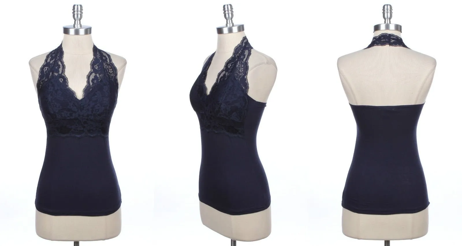 Floral Lace Backless Halter Top with Padding