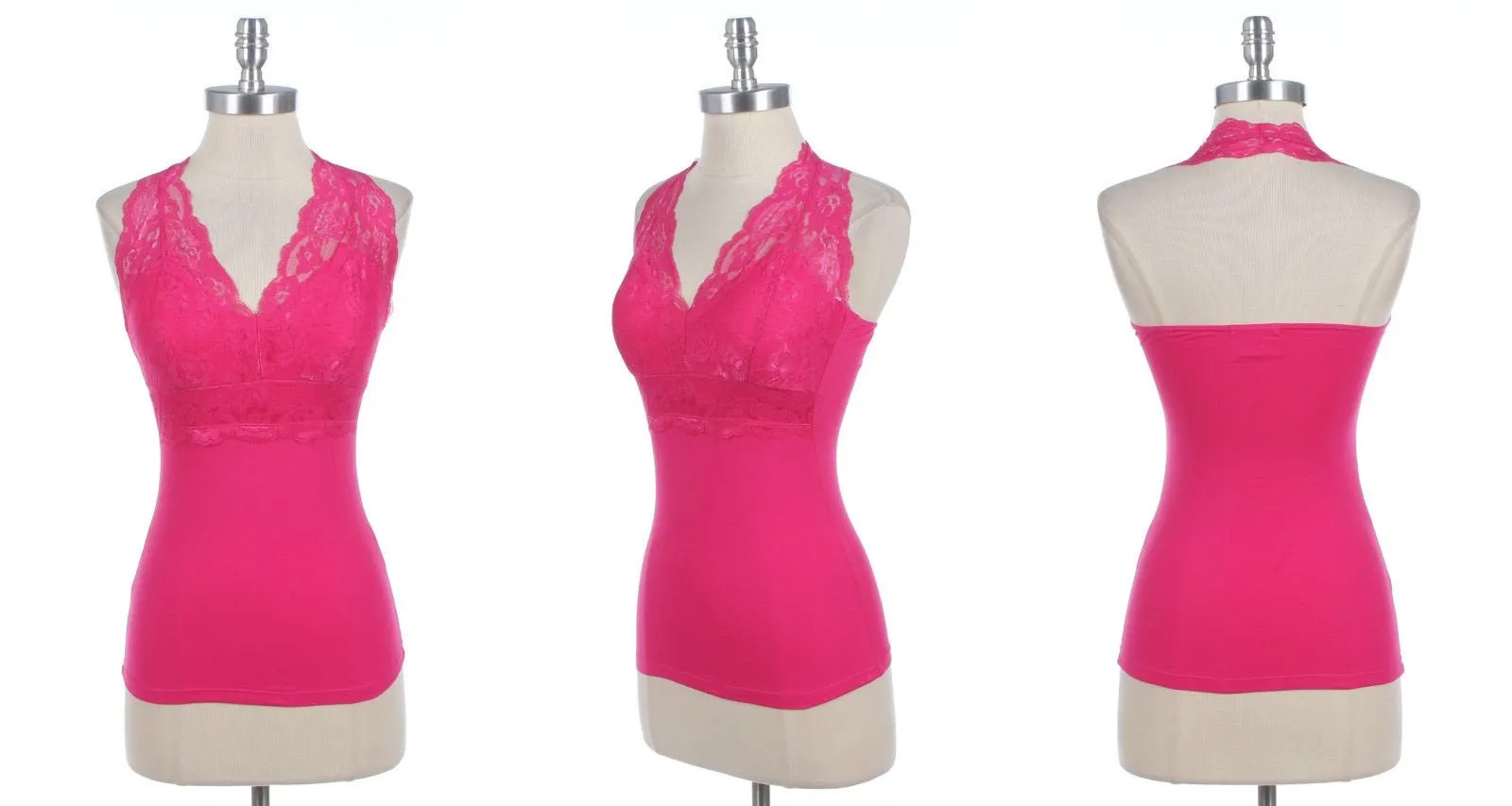 Floral Lace Backless Halter Top with Padding