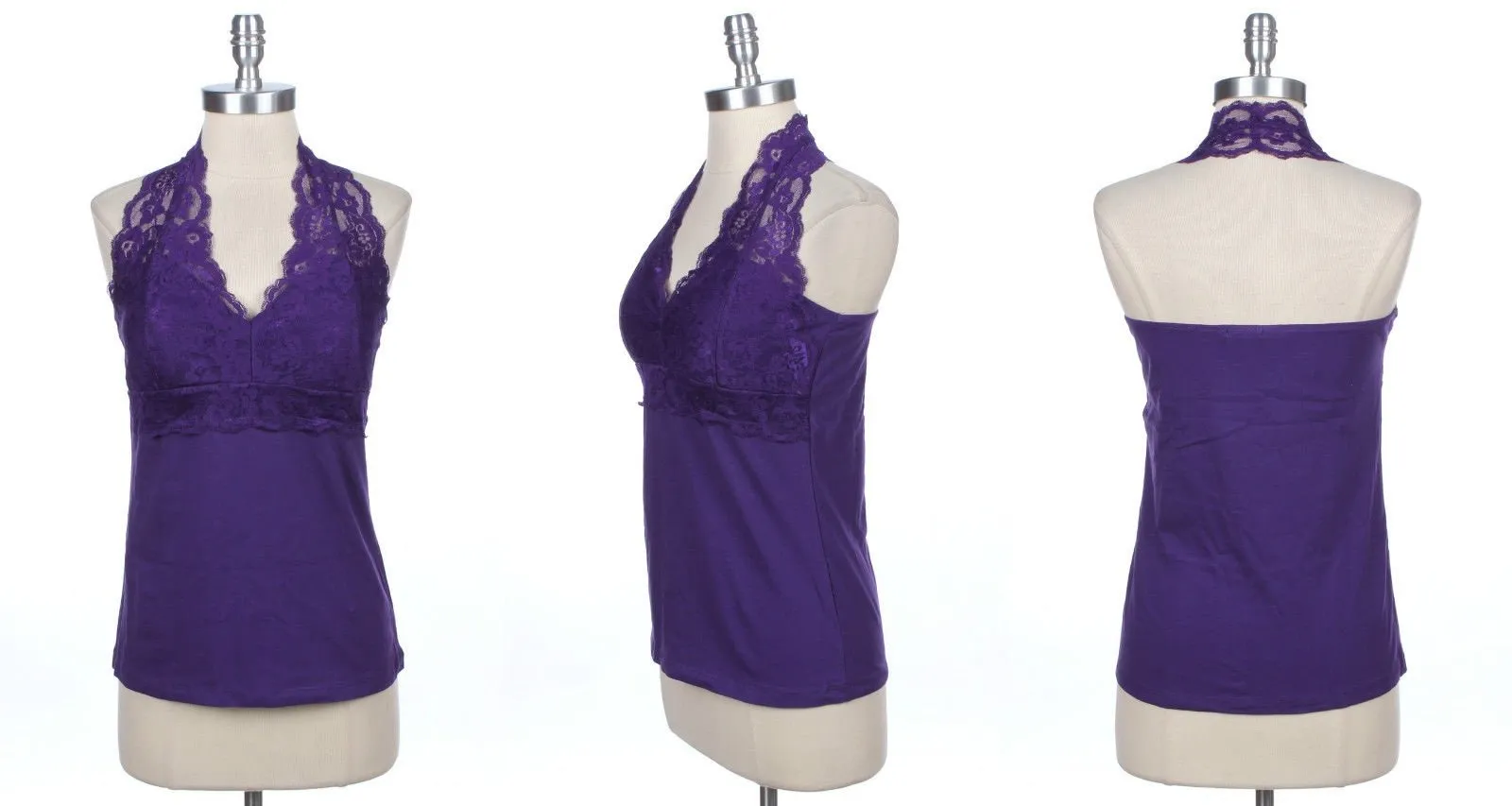Floral Lace Backless Halter Top with Padding